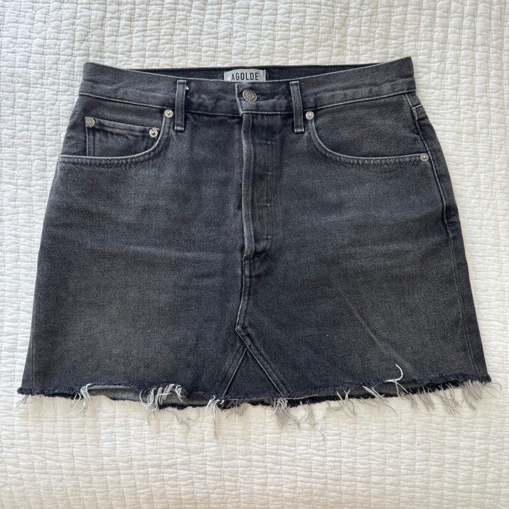 Agolde Grey Denim Mini Skirt